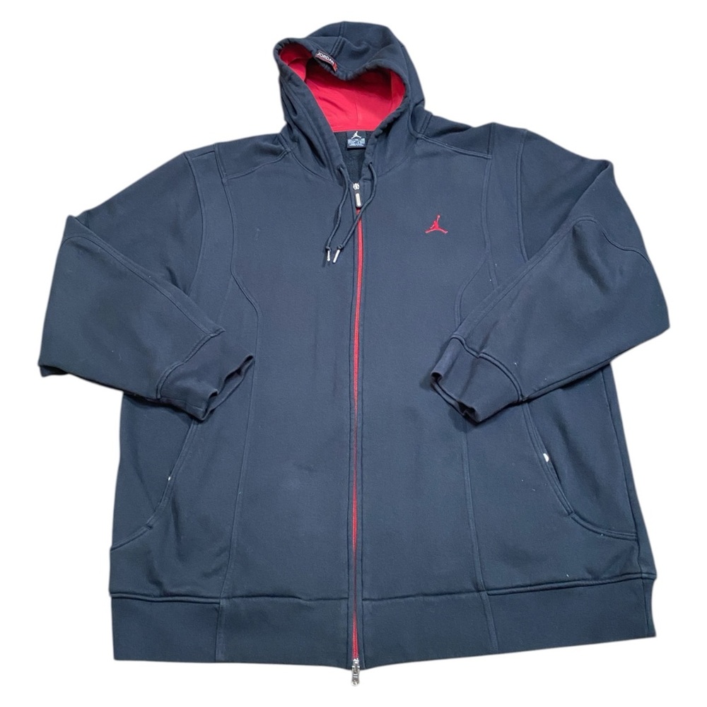Jordan Black Full-Zip Hooded Jacket with Red Accents